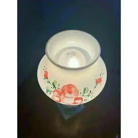 VTG Hand Painted Red Rose “Gone With The Wind” Hurricane Electric Lamp Marble - Picture 2 of 5